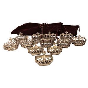 12 Crown Napkin Ring Holders Gold With Rhinestones And Enamel 4 Different Styles